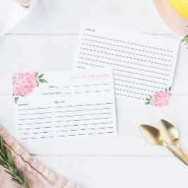 Cartão de Receita de Sangue Hydrangea Rosa