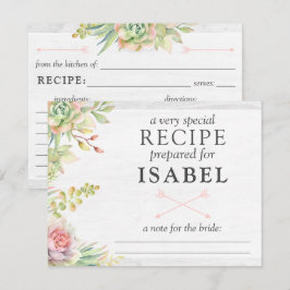 Cartão de Receita de Suculentas em Aquarela Rústic