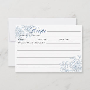 Cartão de Receita de Toile Floral Azul Vintage Fra