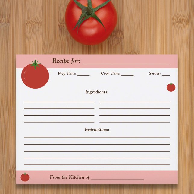 Cartão de Receita de Tomate (Tomato Recipe Card)