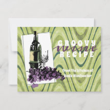 Cartão de receita de uvas de vinho de comida