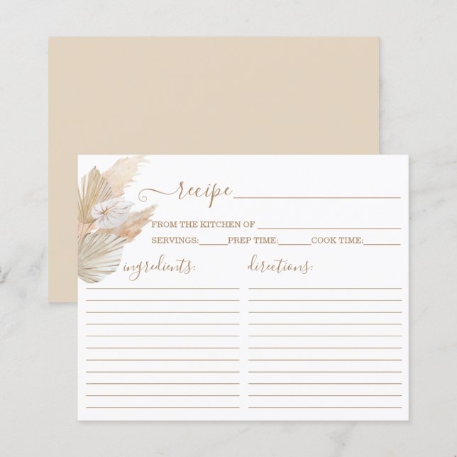 Cartão de receita de vassoura Pampas Grass (Frente/Verso)