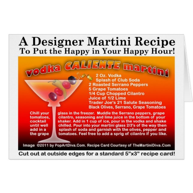 Cartão de Receita de Vodka Caliente Martini (Frente Horizontal)