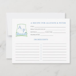 Cartão de Receita do Chá de panela de Monograma Az