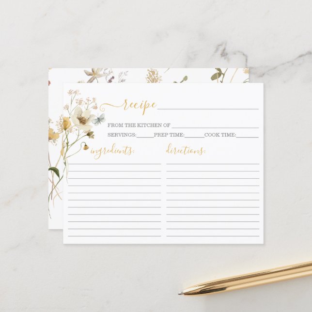 Cartão de receita do Chá de panela de Primavera de (Frente/Verso In Situ)