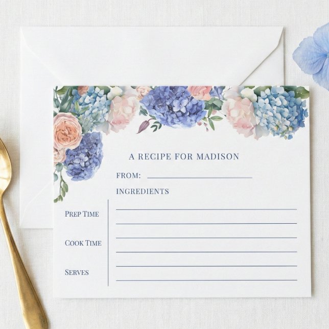 Cartão de Receita do Chá de panela Hydrangea Azul (Criador carregado)
