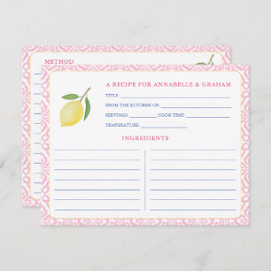 Cartão de Receita do Chá de panela Lmons bonito