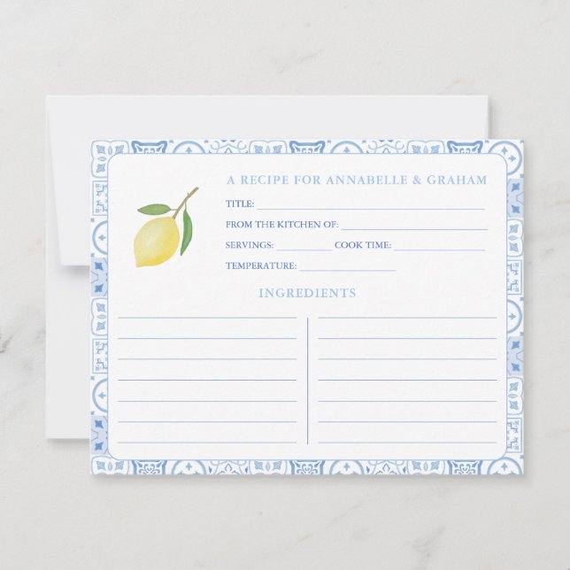 Cartão de Receita do Chá de panela Mediterrâneo Mo (Frente)