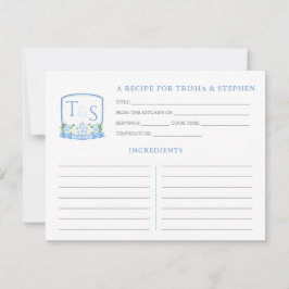 Cartão de Receita do Chá de panela Monograma Branc