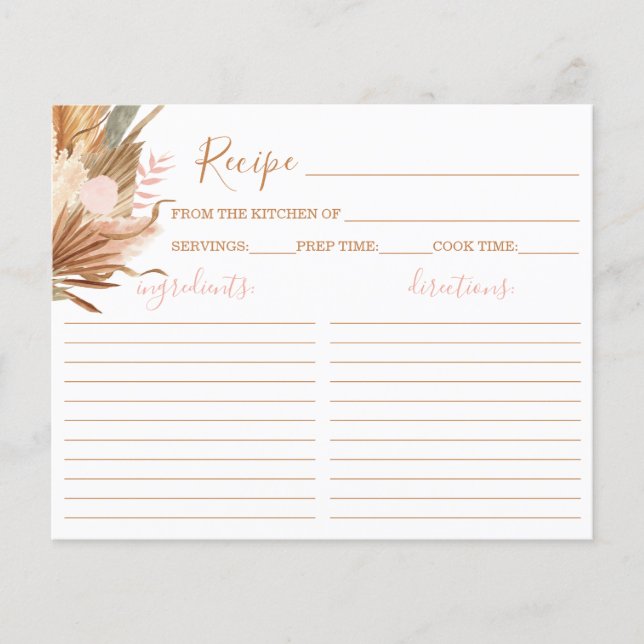 Cartão de Receita do Chá de panela Terracotta boho (Frente)