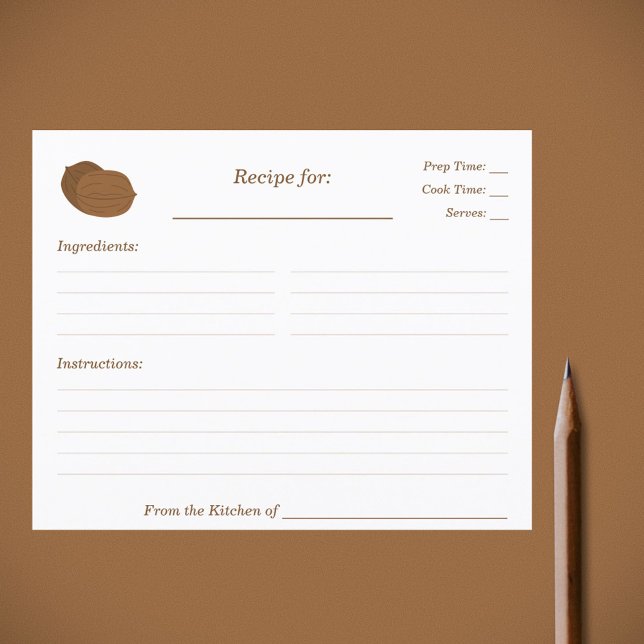 Cartão de Receita do Chá de panela Walnut (Walnuts Recipe Card)