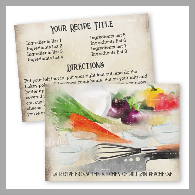 Cartão de receita do janto de preparação de comida (Criador carregado)