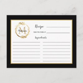 Cartão de Receita do Monograma Botânico de Folhage