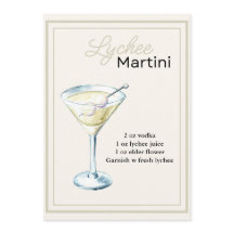 Cartão de Receita Editável Lychee Martini