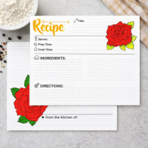 Cartão de Receita em Branco Floral Flor Cute de Du