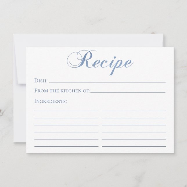Cartão de Receita em Script Azul Empoeirado (Frente)