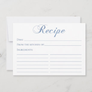 Cartão de Receita em Script Azul Empoeirado
