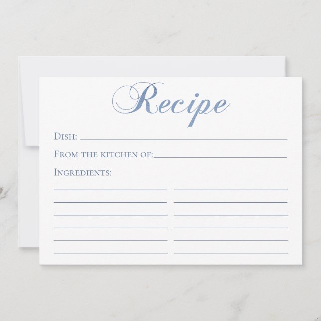 Cartão de Receita em Script Azul Empoeirado (Frente)