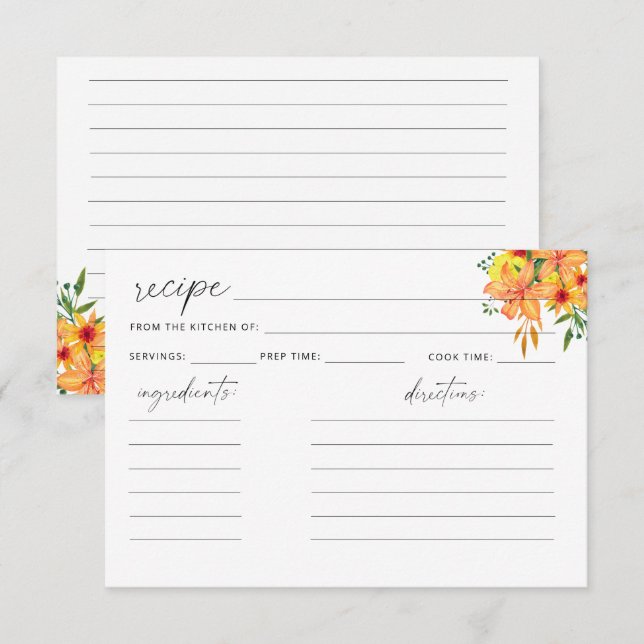 Cartão de receita floral (Frente/Verso)