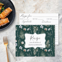 Cartão de Receita Floral Botânica Folhas de Flores