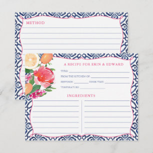 Cartão de Receita Floral Brilhante de Citros Medit