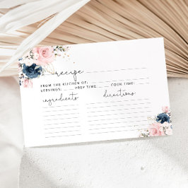 Cartão de receita floral do marinho de pincel