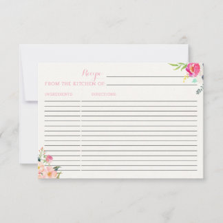 Cartão de Receita Floral e Poema