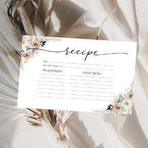 Cartão De Receita Floral Grande De Ivory E Boho Az