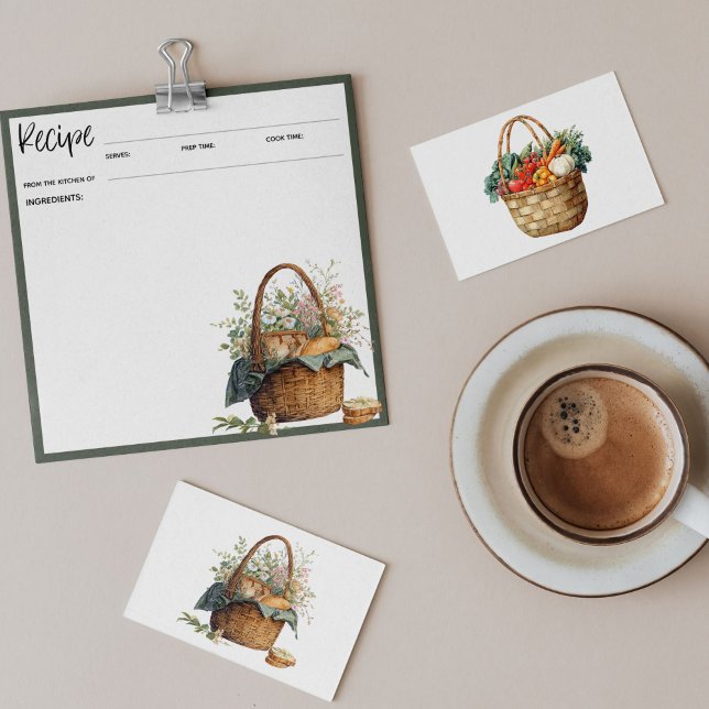 Cartão de Receita Floral Russo | Cesta de Picnic V (Criador carregado)