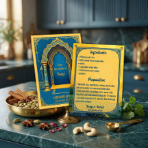Cartão de Receita Indiana Biryani de Legumes Blue