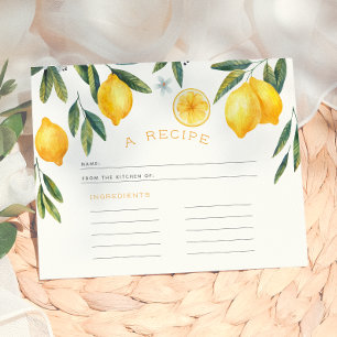 Cartão de Receita Main Squeeze Lemon Bridal Shower