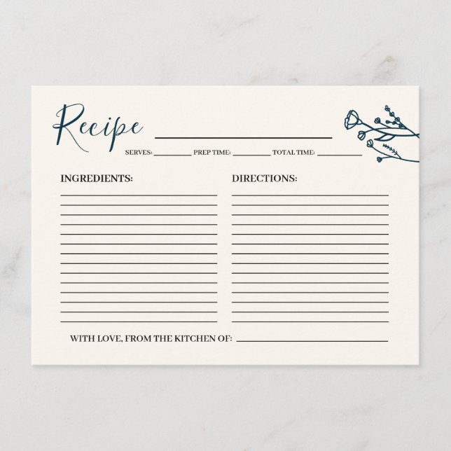 Cartão de Receita para a Flor Selvagem Rústica da  (Frente)