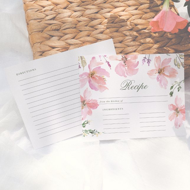 Cartão de Receita Para a Noiva Floral Aquarela de  (Criador carregado)