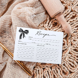 Cartão de Receita para Chá de Noiva Black Bow