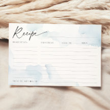 Cartão de Receita para Chá de panela Azul na Nuvem