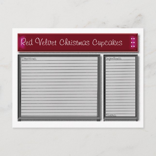 Cartão de Receita Personalizada de Destaque Vermel (Frente)