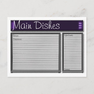 Cartão de Receita Personalizada de Destaques Roxos