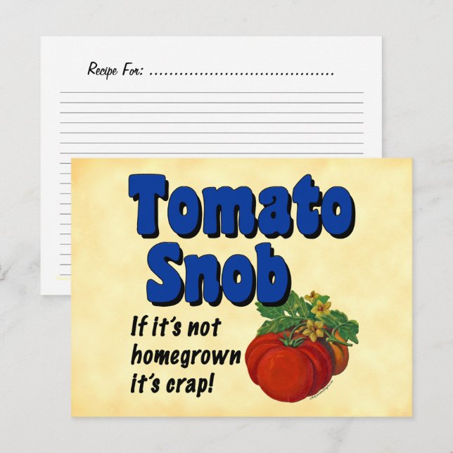Cartão de Receita Personalizada do Tomato Snob (Frente/Verso)