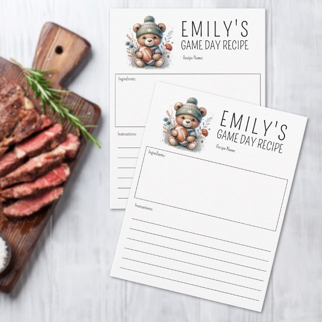 Cartão de Receita Personalizada do Urso de Corte (Custom Recipe Card (multiple shown))