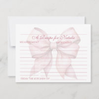 Cartão de Receita Personalizado com Laço Rosa para