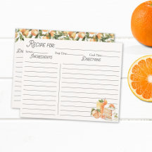 Cartão de Receita Personalizável de Frutas de Verã