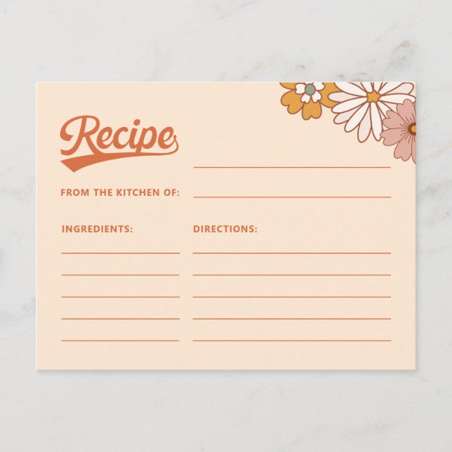 Cartão de Receita Retro Groovy para a Noiva (Frente)