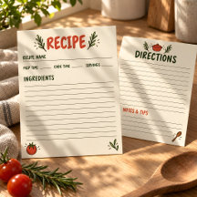 Cartão de Receita Rústica Ingredientes e Instruçõe