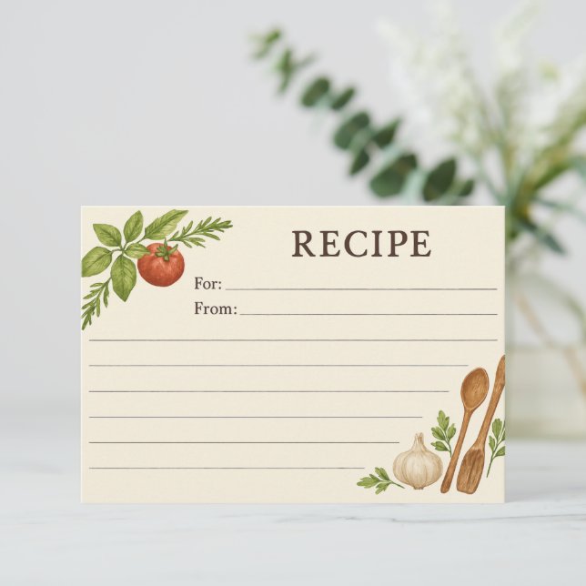 Cartão de Receita Simples Acentos da Toscana (Em pé/Frente)