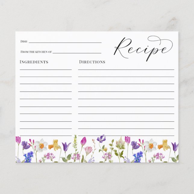 Cartão de receitas de Chá de panela de flor selvag (Frente)