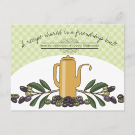 cartão de receitas de livros de cozinhar de azeito