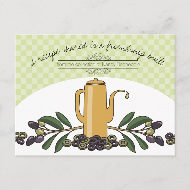 cartão de receitas de livros de cozinhar de azeito (Frente)