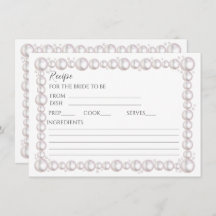 Cartão de receitas de pérolas e chás de panela de