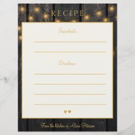Cartão de receitas de tipografia de ouro elegante 