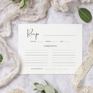 Cartão de receitas preto e branco elegante e mode